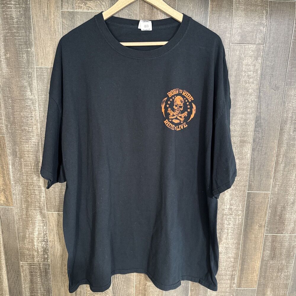black t shirt 3XL Born To Ride Ride To Live‎ Logo With Skull